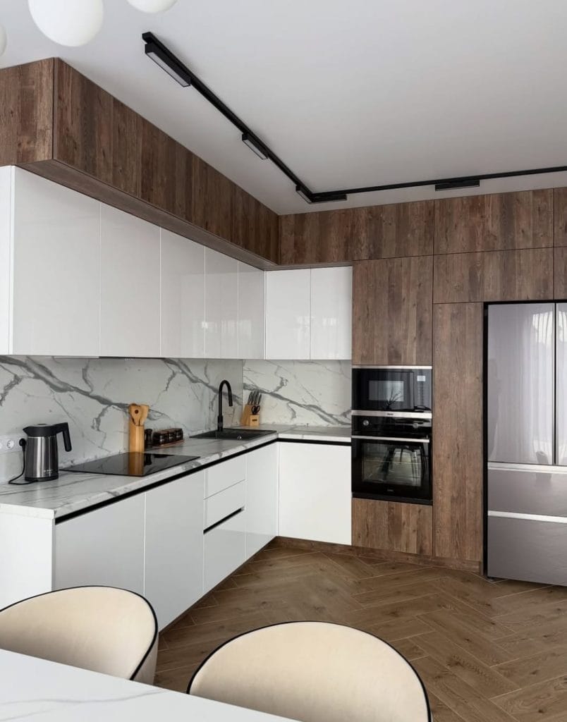 სამზარეულოს დამზადება Modero Space Design – კუთხის სამზარეულო