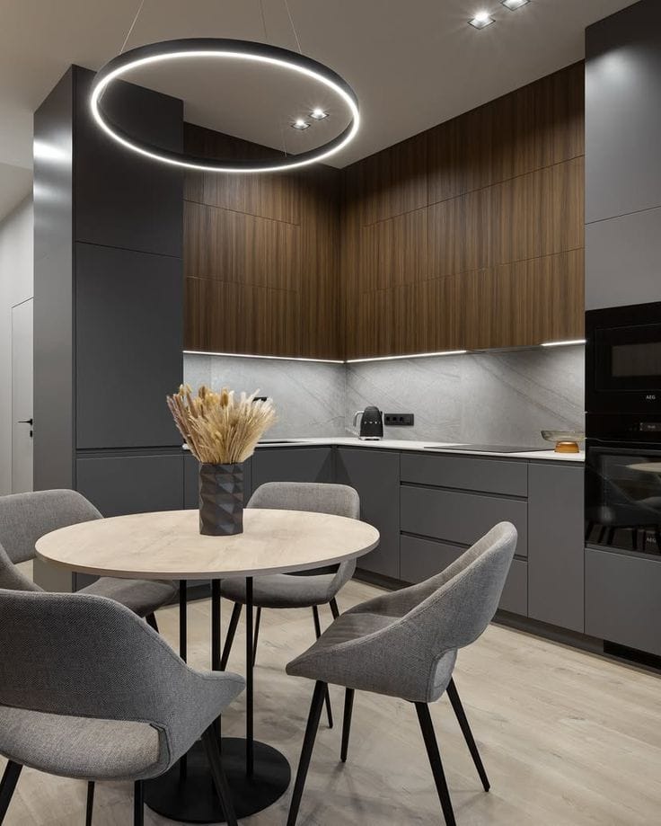 სტუდიოს ტიპის სამზარეულო და TV ზონა ერთ სივრცეში