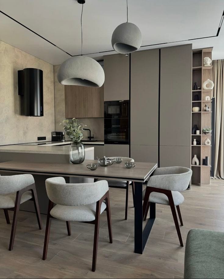 U ფორმის MDF სამზარეულო ჩაშენებული ტექნიკით