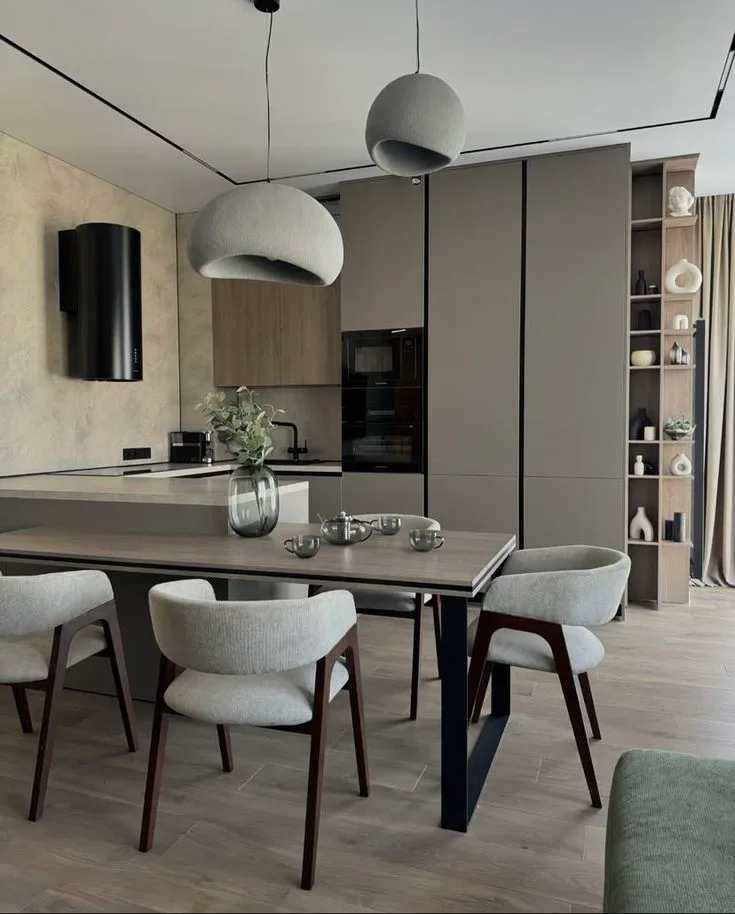 U ფორმის MDF სამზარეულო ჩაშენებული ტექნიკით