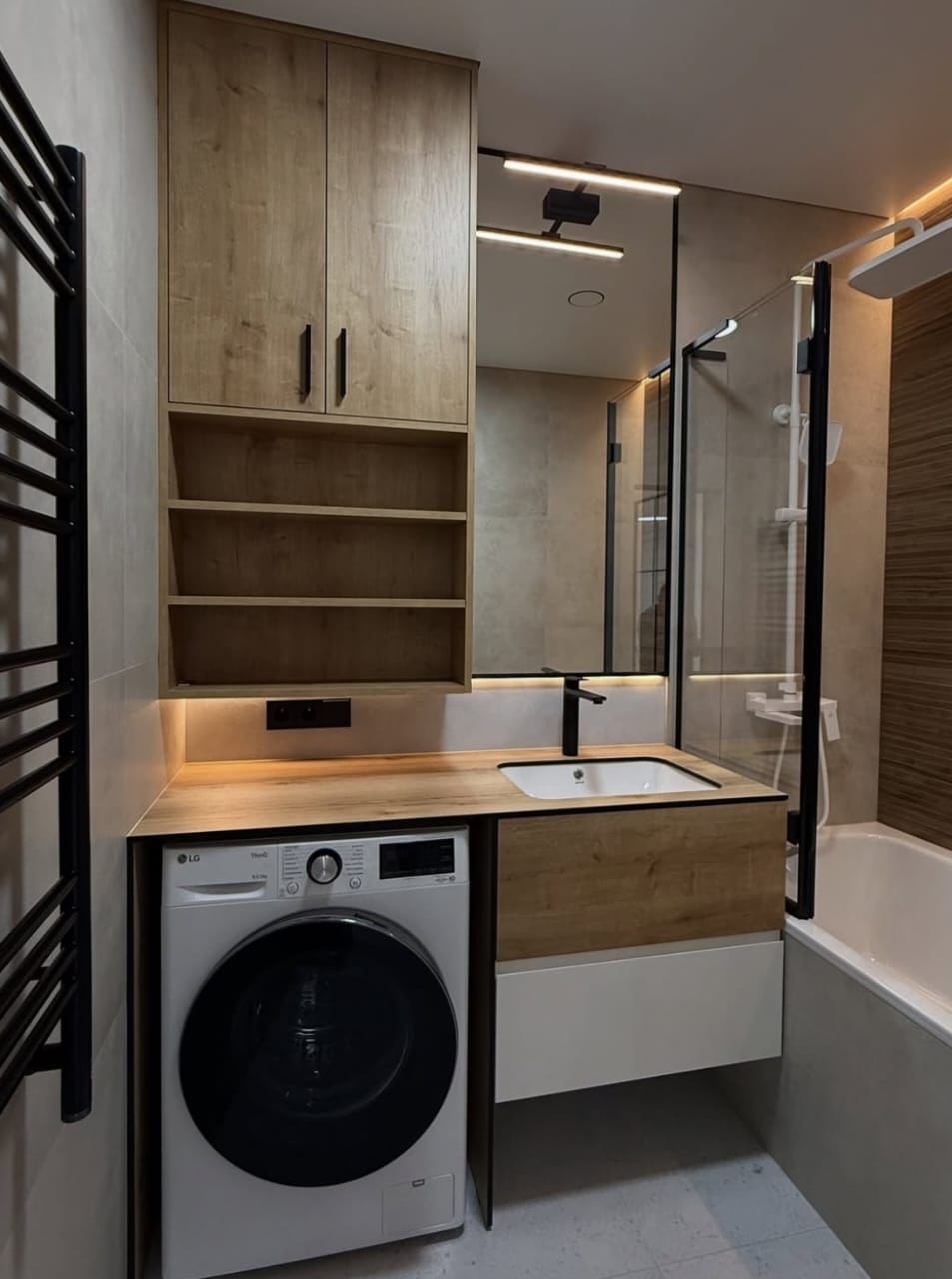 custom bathroom furniture ხისფერი HPL