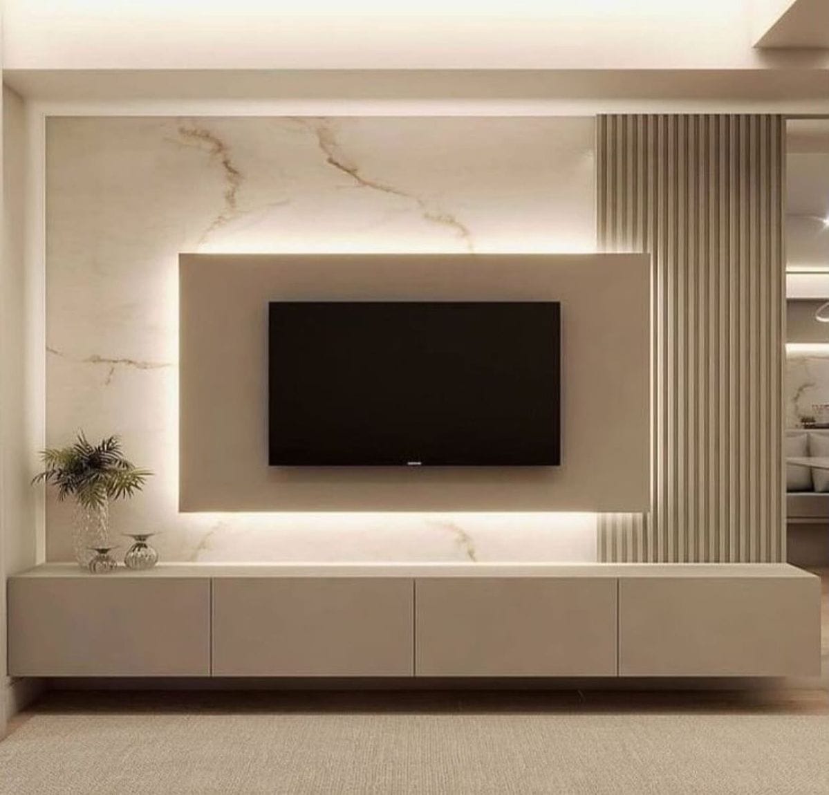 პრემიუმ TV კონსოლი Modero Space Design-ისგან – თანამედროვე დიზაინი, ბლუმის მექანიზმები, დახვეწილი შესრულება