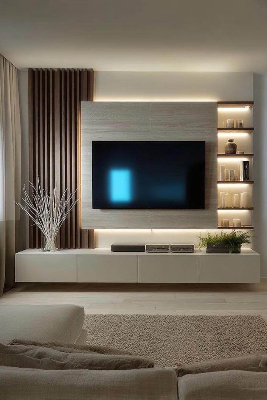 TV კონსოლი ღია თაროებით - Modero Space Design-ისგან მარტივი და თანამედროვე დიზაინი