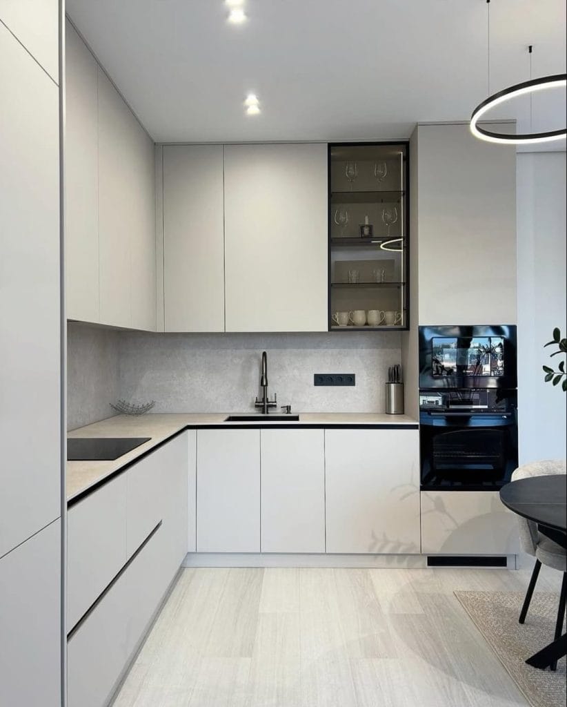 premium სამზარეულო ჩაშენებული მაცივრით, მიკროტალღური და ღუმელით